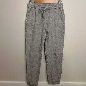 J. Crew Grey and White Striped Linen Joggers Summer Classic Boho Lightweight